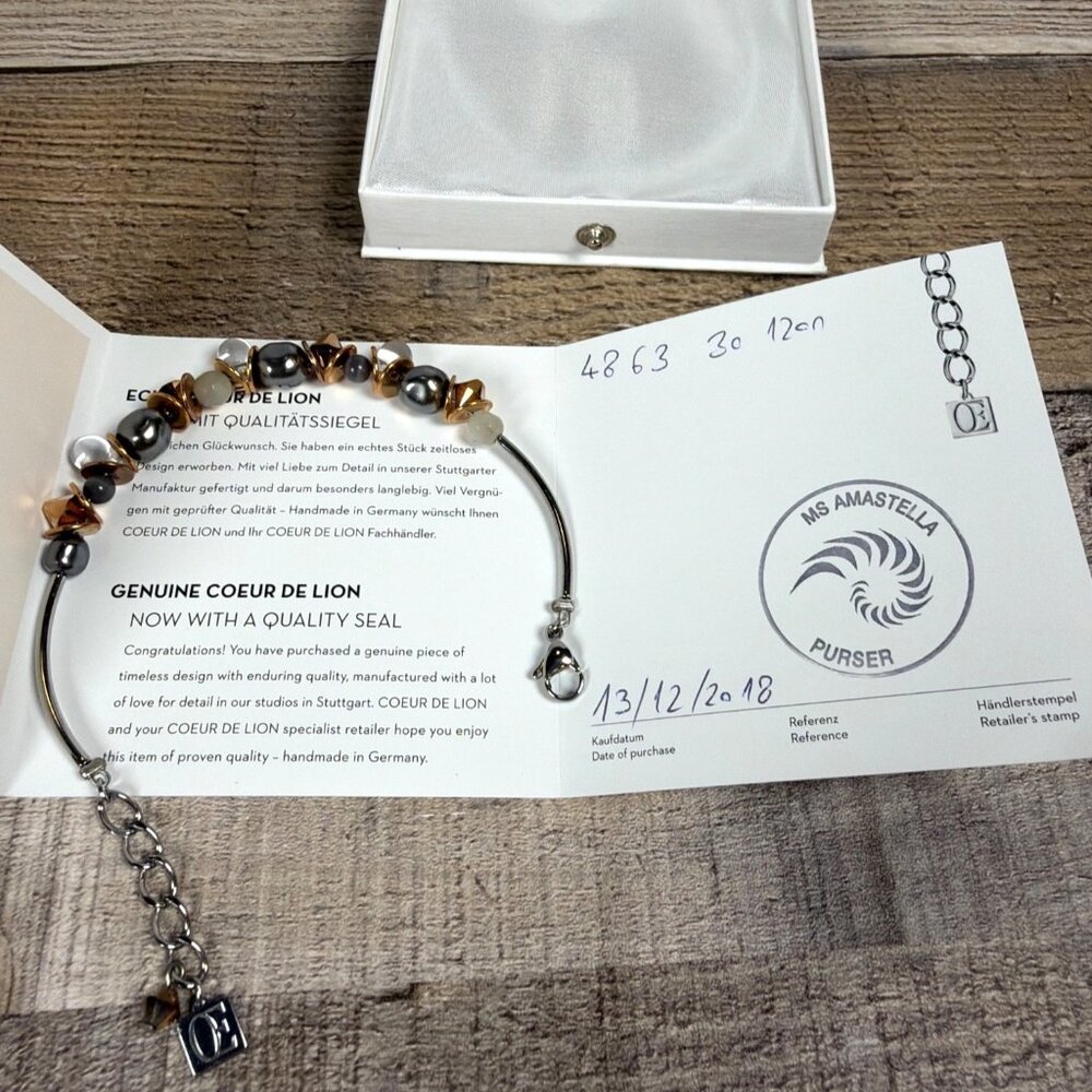 Coeur De Lion Rose Gold Hematite Crystal Bracelet Handmade Germany COA Gift Box - Picture 7 of 16